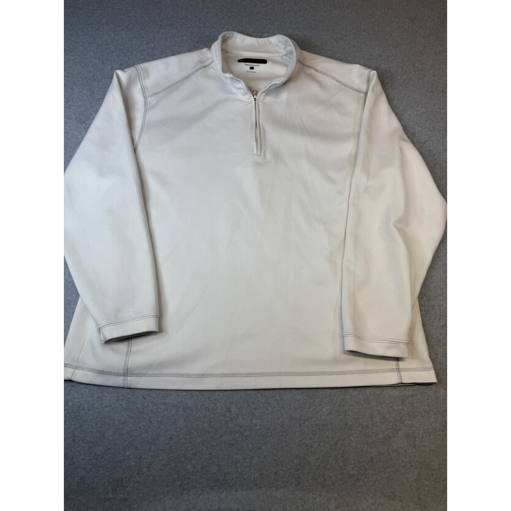 Pebble Beach Performance Mens 2XL White 1/4 Zip Pullover 0149